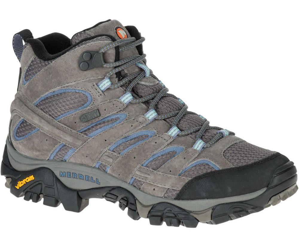 Kozaki Merrell Damskie Szare - Moab 2 Mid Waterproof - 076842-YXF